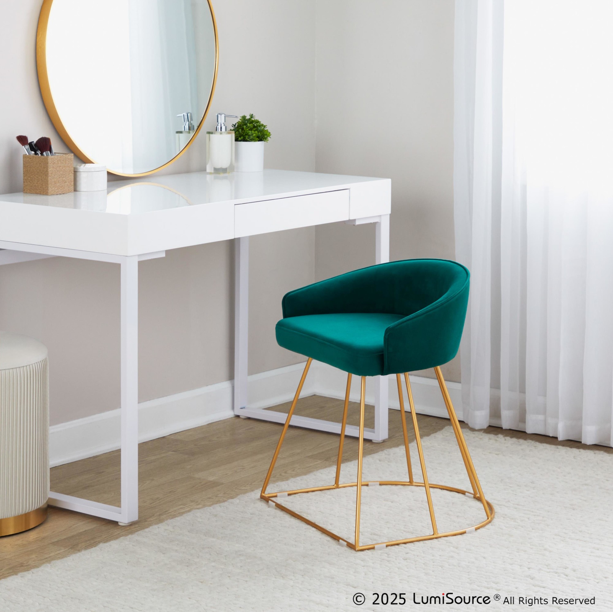 Canary Upholstered Vanity Stool